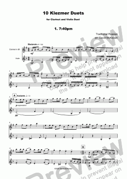 page one of 10 Klezmer Duets for Clarinet and Violin