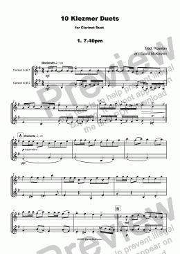 page one of 10 Klezmer Duets for Clarinet