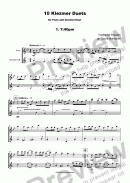 page one of 10 Klezmer Duets for Flute and Clarinet