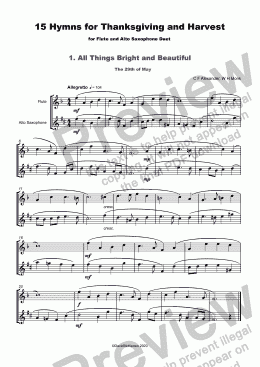 page one of 15 Thanksgiving Hymns for Flute and Alto Saxophone Duet