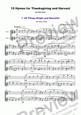 page one of 15 Thanksgiving Hymns for Flute Duet