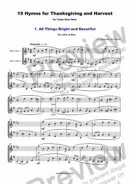 page one of 15 Thanksgiving Hymns for Tenor Horn