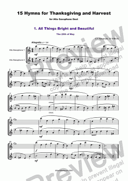 page one of 15 Thanksgiving Hymns for Alto Saxophone Duet