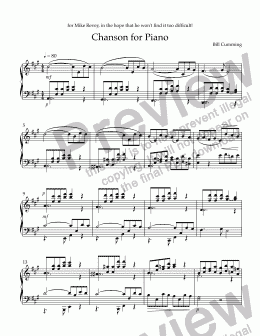 page one of "Chanson" for Piano"