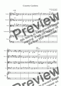 page one of Country Gardens  (training String Quartet)