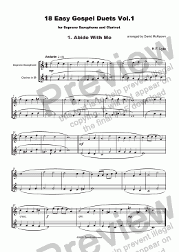 page one of 18 Easy Gospel Duets Vol.1 for Soprano Saxophone and Clarinet