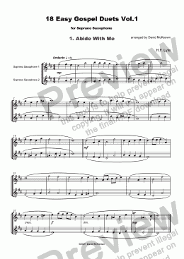 page one of 18 Easy Gospel Duets Vol.1 for Soprano Saxophone