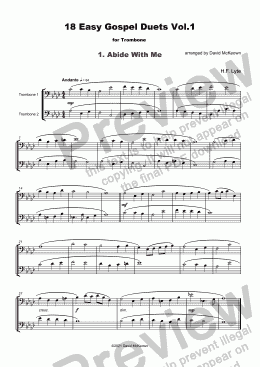 page one of 18 Easy Gospel Duets Vol.1 for Trombone