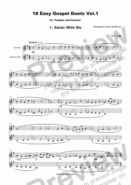 page one of 18 Easy Gospel Duets Vol.1 for Trumpet and Clarinet