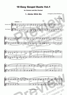 page one of 18 Easy Gospel Duets Vol.1 for Clarinet and Alto Saxophone