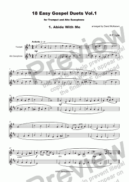 page one of 18 Easy Gospel Duets Vol.1 for Trumpet and Alto Saxophone