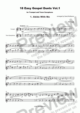 page one of 18 Easy Gospel Duets Vol.1 for Trumpet and Tenor Saxophone