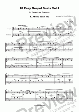 page one of 18 Easy Gospel Duets Vol.1 for Trumpet and Trombone