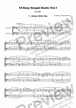 page one of 18 Easy Gospel Duets Vol.1 for Cello