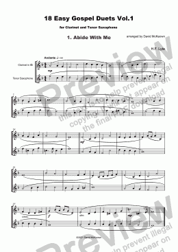 page one of 18 Easy Gospel Duets Vol.1 for Clarinet and Tenor Saxophone