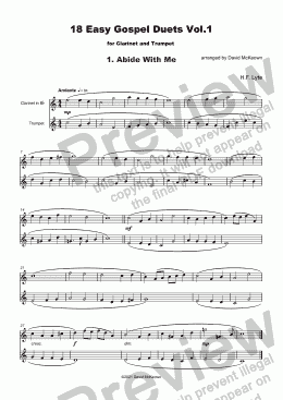 page one of 18 Easy Gospel Duets Vol.1 for Clarinet and Trumpet