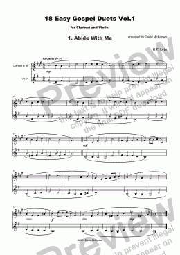 page one of 18 Easy Gospel Duets Vol.1 for Clarinet and Violin