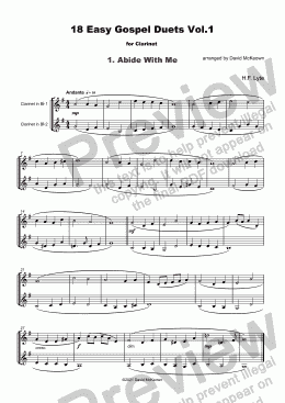 page one of 18 Easy Gospel Duets Vol.1 for Clarinet