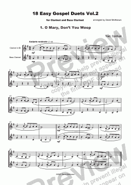 page one of 18 Easy Gospel Duets Vol.2 for Clarinet and Bass Clarinet