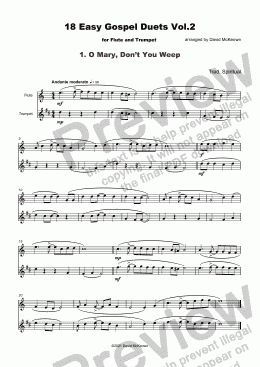 page one of 18 Easy Gospel Duets Vol.2 for Flute and Trumpet