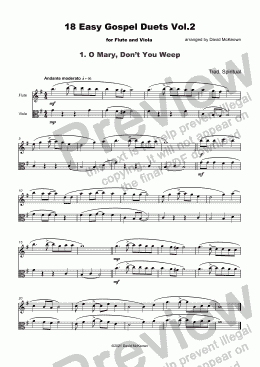 page one of 18 Easy Gospel Duets Vol.2 for Flute and Viola