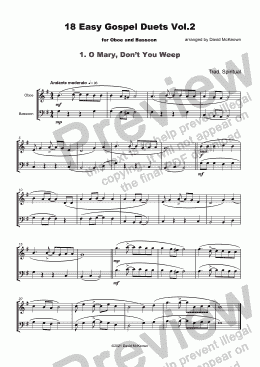 page one of 18 Easy Gospel Duets Vol.2 for Oboe and Bassoon