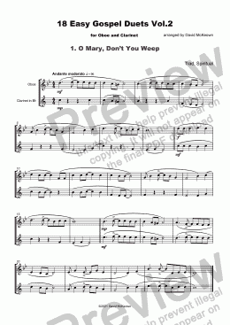 page one of 18 Easy Gospel Duets Vol.2 for Oboe and Clarinet