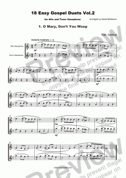 page one of 18 Easy Gospel Duets Vol.2 for Alto and Tenor Saxophone