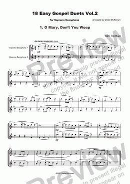 page one of 18 Easy Gospel Duets Vol.2 for Soprano Saxophone