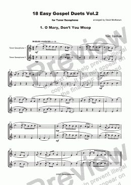 page one of 18 Easy Gospel Duets Vol.2 for Tenor Saxophone