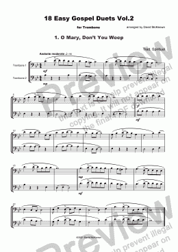 page one of 18 Easy Gospel Duets Vol.2 for Trombone