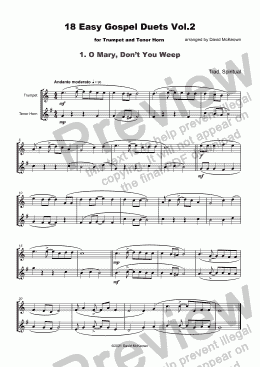 page one of 18 Easy Gospel Duets Vol.2 for Trumpet and Tenor Horn