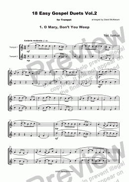 page one of 18 Easy Gospel Duets Vol.2 for Trumpet