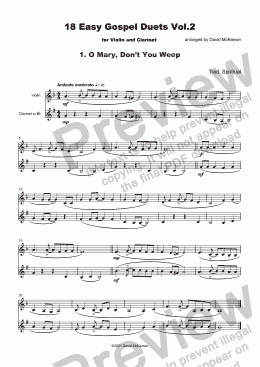 page one of 18 Easy Gospel Duets Vol.2 for Violin and Clarinet