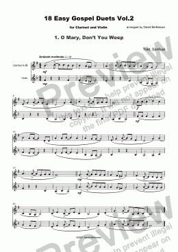 page one of 18 Easy Gospel Duets Vol.2 for Clarinet and Violin