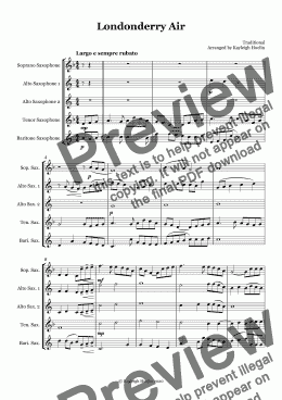 page one of Londonderry Air (SAATB saxophone quintet)