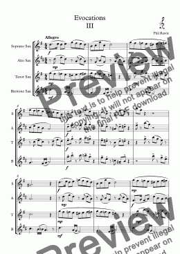 page one of Evocations III - Saxophone Quartet