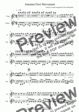 page one of Autumn "Four Seasons" for Flute and Violin Duet