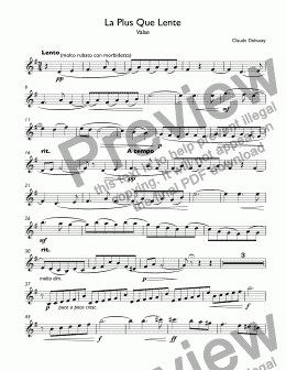page one of Debussy - La Plus Que Lente(Valse) for trumpet Bb