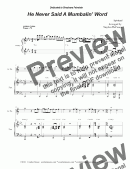 page one of He Never Said A Mumbalin' Word (Alto Saxophone and Piano)