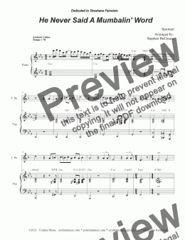 page one of He Never Said A Mumbalin' Word (Tenor Saxophone and Piano)