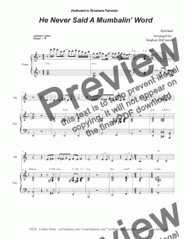 page one of He Never Said A Mumbalin' Word (French Horn solo and Piano)