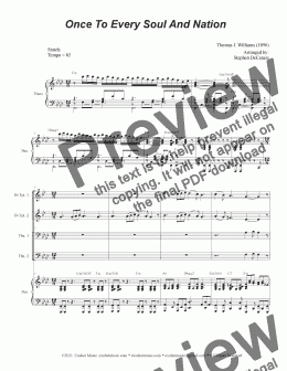 page one of Once To Every Soul And Nation (Brass Quartet and Piano - Alternate Version)