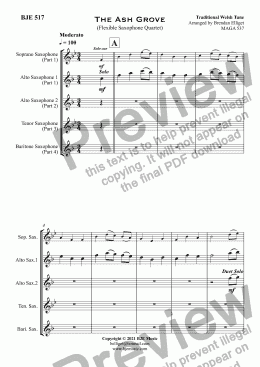 page one of The Ash Grove - Flexible Saxophone Quartet
