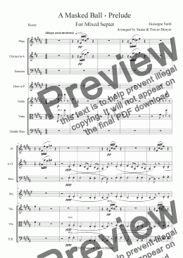 page one of A Masked Ball - Prelude - Verdi - Mixed Septet - Score
