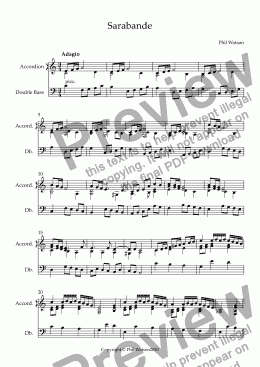 page one of SARABANDE - Suite for Accordion and Double Bass