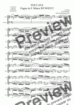 page one of Bach - Toccata - Fugue in E Minor BVW855 - Oboe & Bassoon