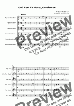 page one of God Rest Ye Merry, Gentlemen (SATTB/AATTB saxophone quintet)