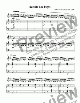 page one of Rimsky - Korsakoff - The Flight of the Bumblebee (Marsalis) for trumpet Bb & piano