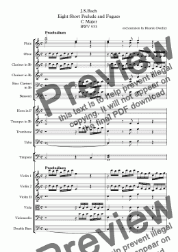 page one of J.S.Bach Eight Short Prelude and Fugues C Major BWV 533